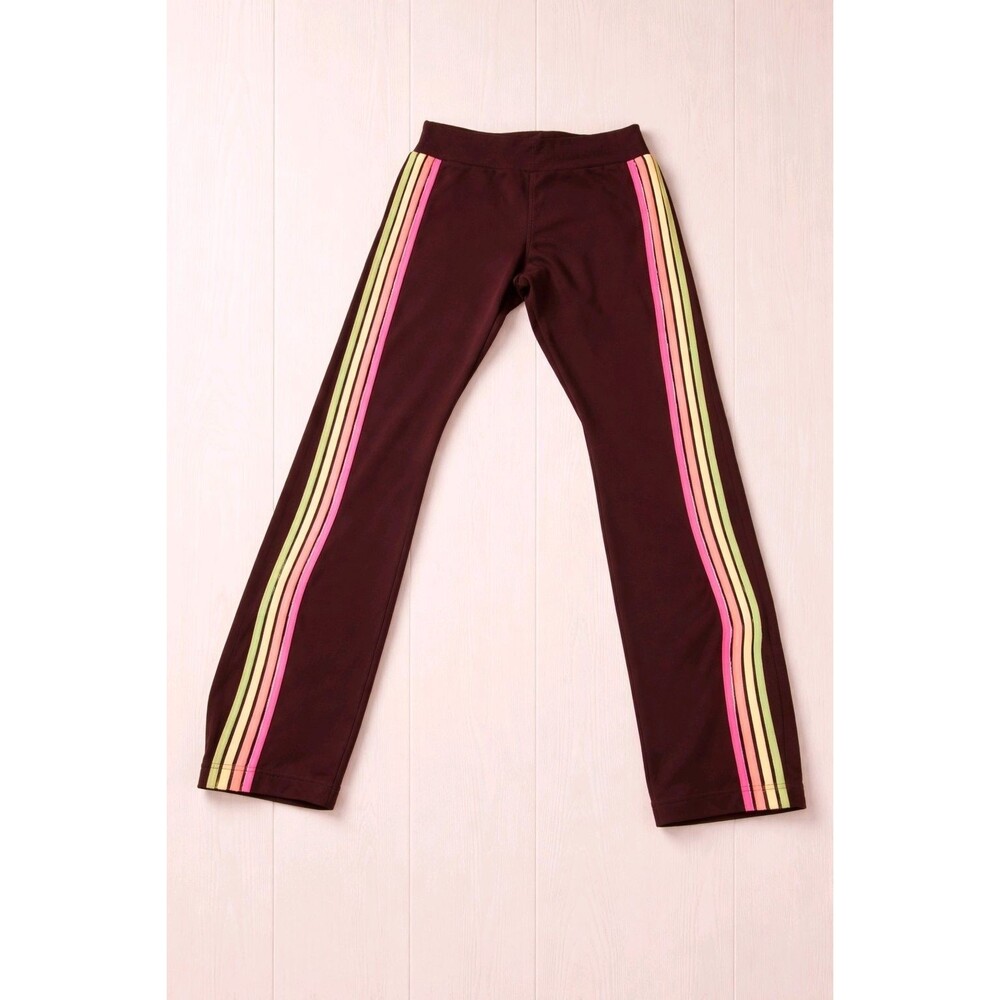 Victoria Secret/Pink Ultimate High Waisr Leggings Marroon With Rainbow Stripe L